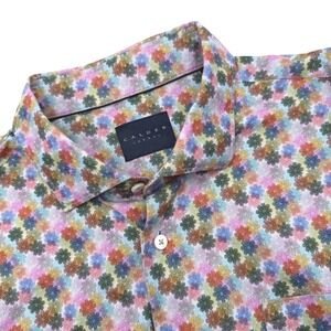 Calder Carmel Button Down Shirt Men's XXL Multicolor Floral Print Cotton FLOMMO
